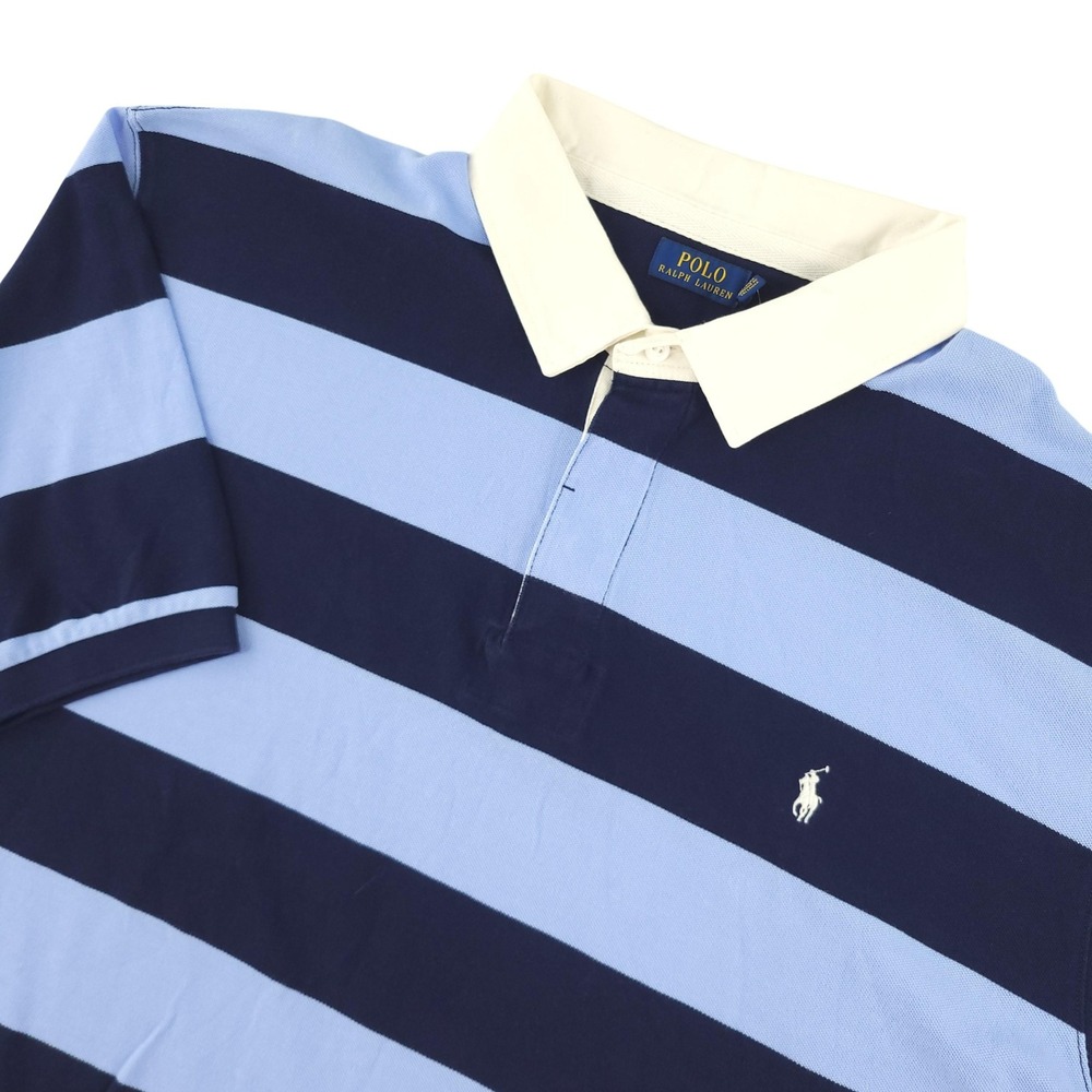Polo Ralph Lauren Polo Shirt Mens 4XLT Blue Navy Stripe Rugby Pony Logo Top